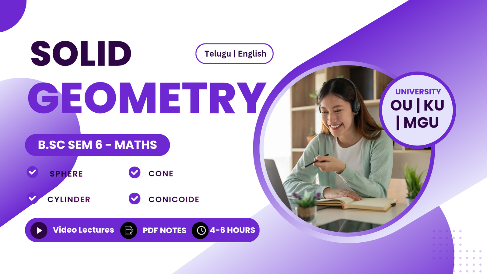6th Sem Maths — Analytical Solid Geometry — OU | KU | MGU